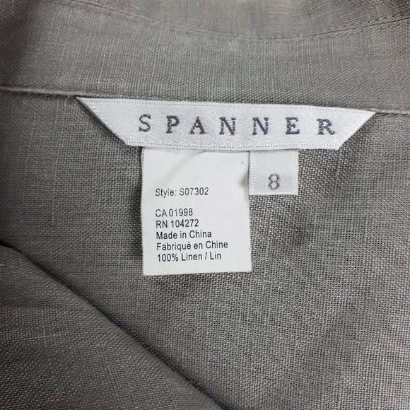 Spanner Taupe Button Down Linen Top - Picture 10 of 13